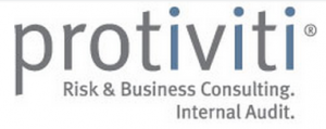 protiviti wordmark logo in grey with the i's blue